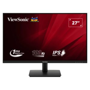 Vista frontal del monitor Viewsonic VA270-H, tamaño 27 pulgadas, resolución 1920 x 1080 píxeles, tecnología LED, color negro, SKU: VA270-H