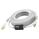 Cable Vision TC 15MUSB+/2 de 15 metros en color blanco con conectores USB A y USB B, compatible con USB 2.0