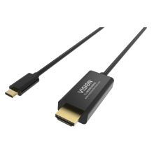 Cable de 2 metros USB Tipo C a HDMI tipo A estándar, en color negro de la marca Vision, SKU TC 2MUSBCHDMI/BL