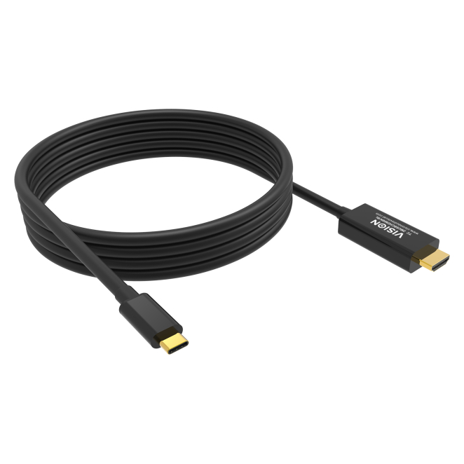 Vision Cable de Teléfono Móvil USB C Negro 2m Alta Velocidad Vision TC 2MUSBCHDMI8K/BL cable de teléfono móvil negro de 2 metros, con conector USB C y alta velocidad de transferencia. SKU: TC 2MUSBCHDMI8K/BL
