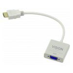 Imagen del adaptador de cable de vídeo Vision TC-HDMIVGA con conectores VGA (D-Sub) y HDMI tipo A en color blanco