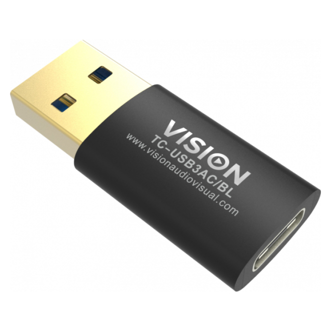 Vision TC-USB3AC/BL cambiador de género para cable Negro 2 Vista superior del Vision TC-USB3AC/BL cambiador de género para cable Negro
