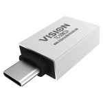 Adaptador Vision, modelo TC-USBC3A, para transformar cables USB-A a USB-C en color blanco