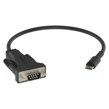 Cable de serie Vision RS-232 con conector USB-C en color negro, modelo TC-USBCSER/BL, comúnmente usado para conexiones rápidas y seguras.