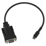 Cable de serie Vision RS-232 con conector USB-C en color negro, modelo TC-USBCSER/BL, comúnmente usado para conexiones rápidas y seguras.