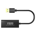 Adaptador y tarjeta de red Vision modelo TC-USBETH/BL con conexión Ethernet y USB, color azul.