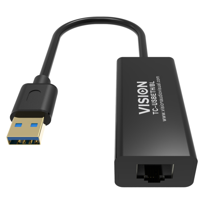 Vision TC-USBETH/BL adaptador y tarjeta de red Ethernet 1 Adaptador Vision TC-USBETH/BL vista frontal