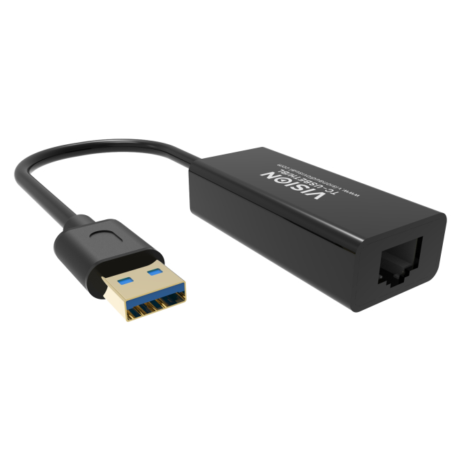 Vision TC-USBETH/BL adaptador y tarjeta de red Ethernet 2 Adaptador Vision TC-USBETH/BL conectado a puerto USB