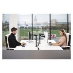 Soporte para monitor Vision de 27 pulgadas en color negro para escritorio, SKU VFM-DPD2B