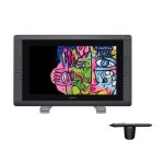 Imagen de la Wacom Cintiq 22HD, una tableta digitalizadora negra con resolución de 5080 líneas por pulgada y dimensiones de 479 x 271 mm. SKU DTK-2200.