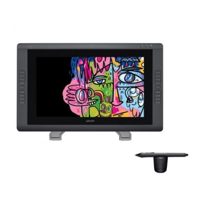 Wacom Cintiq 22HD tableta gráfica con resolución 5080 LPI Imagen de la Wacom Cintiq 22HD, una tableta digitalizadora negra con resolución de 5080 líneas por pulgada y dimensiones de 479 x 271 mm. SKU DTK-2200.