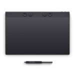 Imagen de la tableta digitalizadora Wacom Intuos Pro Large, color negro, con dimensiones de 349 x 195 mm y conectividad USB/Bluetooth. SKU: PTK870K0B.