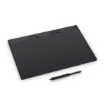 Imagen de la tableta digitalizadora Wacom Intuos Pro Large, color negro, con dimensiones de 349 x 195 mm y conectividad USB/Bluetooth. SKU: PTK870K0B.