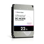 Imagen del Western Digital Ultrastar DH HC570, un disco duro interno de 22 TB, 7200 RPM, 512 MB, 3.5 pulgadas, con conexión SAS. SKU: 0F48052