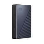 Imagen del Western Digital WDBFTM0040BBL-WESN, un disco duro externo con 4 TB de almacenamiento, USB Tipo C 3.2 Gen 1 en color negro y azul. SKU: WDBFTM0040BBL-WESN