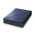 Imagen del Western Digital WDBFTM0040BBL-WESN, un disco duro externo con 4 TB de almacenamiento, USB Tipo C 3.2 Gen 1 en color negro y azul. SKU: WDBFTM0040BBL-WESN