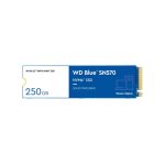 Disco duro sólido Western Digital WD Blue SN570 de 250 GB en formato M.2 con interfaz PCI Express 3.0 y tecnología NVMe, SKU WDS250G3B0C
