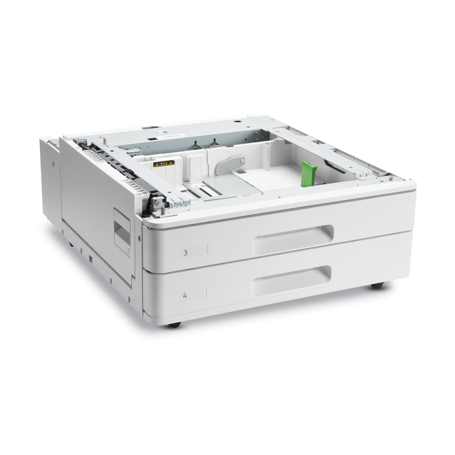 Xerox módulo de 2 bandejas para 520 hojas Vista del módulo de 2 bandejas Xerox para 520 hojas, SKU 097S04969, diseñado para aumentar la capacidad de impresión