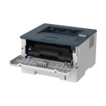 Vista frontal de la impresora Xerox B230 A4, cuenta con impresión a doble cara, 34 páginas por minuto, compatible con PCL5e/6, y capacidad de 2 bandejas para un total de 251 hojas. SKU: B230V_DNI.