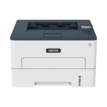 Vista frontal de la impresora Xerox B230 A4, cuenta con impresión a doble cara, 34 páginas por minuto, compatible con PCL5e/6, y capacidad de 2 bandejas para un total de 251 hojas. SKU: B230V_DNI.