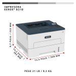 Imagen de la impresora inalámbrica Xerox B310 A4 con 40 ppm, doble cara, PS3, PCL5e/6 y capacidad de 350 hojas. SKU: B310V_DNI.