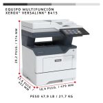 Impresora multifuncional Xerox VersaLink B415 con capacidad de 47 páginas por minuto para copia, impresión, escaneo y fax, doble cara, tandem PS3 PCL5e/6, dos bandejas para 650 hojas, SKU B415V_DN