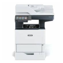 Vista frontal de la impresora multifuncional Xerox VersaLink B625, capaz de copiar, imprimir, escanear y enviar faxes a doble cara, con 2 bandejas para 650 hojas. SKU: B625V_DN