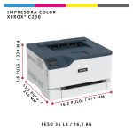 Imagen de la impresora inalámbrica Xerox C230, A4, 22 ppm, doble cara, con PS3 y PCL5e6, 2 bandejas, total 251 hojas. SKU: C230V_DNI.