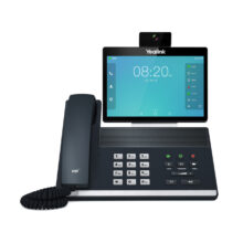Imagen del teléfono IP Yealink VP59 en color negro y gris, con pantalla LCD y conectividad Wifi. SKU 1303050.