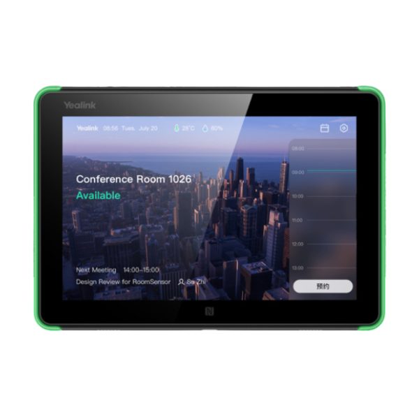 Yealink RoomPanel de 20,3 cm (8 pulgadas) con resolución de 1280 x 800 pixeles, compatibilidad con Wi-Fi 4 y Wi-Fi 5, color negro. SKU: 1303115