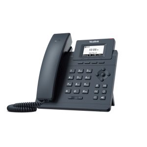 Imagen del teléfono IP Yealink SIP-T30, color negro, con pantalla LCD y características avanzadas. SKU SIP-T30.