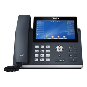 Vista del teléfono IP Yealink SIP-T48U en color gris, pantalla LED y conectividad Wifi, SKU 1301204