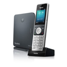 Teléfono IP Yealink modelo W60P, pantalla TFT a color, combinación de colores negro y plata. SKU W60P.