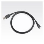 Imagen del Motorola Micro USB sync cable en color negro, compatible con varios dispositivos. SKU: 25-124330-01R.
