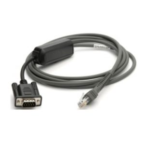 Zebra cable de serie de 2.13 metros en color negro con conectores DB9 y RJ-45, SKU CBA-R10-S07ZBR