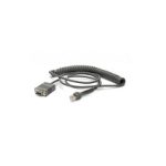 Cable de serie negro Zebra de 2.8 metros y conector RS232 DB9, SKU CBA-R71-C09ZAR