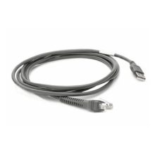 Imagen del cable de serie Zebra de 2,1 metros en color negro. Modelo con USB, SKU CBA-U21-S07ZBR