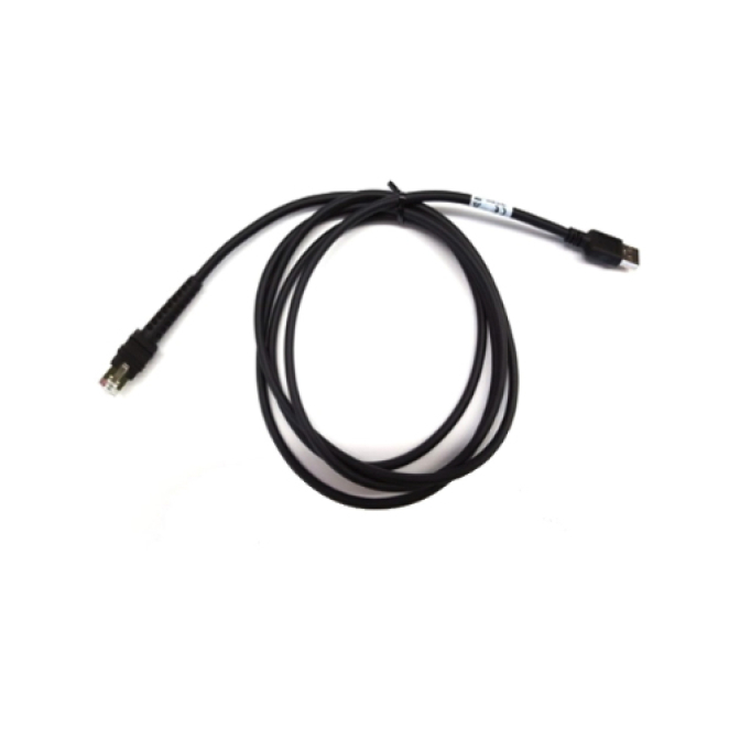Zebra accesorio para lector de código de barras con cable USB de 7 pies Vista detallada del accesorio Zebra para lector de código de barras, modelo CBA-UF1-S07ZAR. Incluye un cable USB de 7 pies, ideal para entornos TPV y movilidad profesional