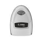 Imagen del Zebra DS2208 en colores Negro y Blanco, un lector de códigos de barras portátil con tecnología LED para leer códigos 1D y 2D. SKU: DS2208-SR6U2100SGW