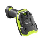 Imagen del lector de códigos de barras portátil Zebra DS3608-HP, compatible con códigos 1D y 2D, en colores negro y verde. SKU DS3608-HP20003VZWW