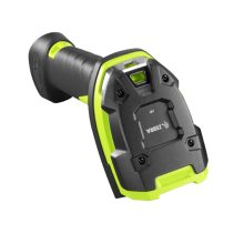 Imagen del lector de códigos de barras portátil Zebra DS3608-HP, compatible con códigos 1D y 2D, en colores negro y verde. SKU DS3608-HP20003VZWW