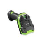 Imagen del lector de códigos de barras portátil Zebra DS3678-SR, compatible con códigos 1D y 2D, en colores negro y verde, SKU DS3678-SR0F003VZWW