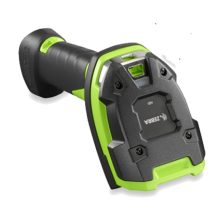 Imagen del Zebra LI3608, un lector de códigos de barras portátil 1D en colores negro y verde, SKU LI3608-SR3U4600VZW