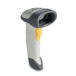 Lector de códigos de barras Zebra LS2208 portátil 1D láser en negro y blanco, SKU LS2208-SR20001R-NA
