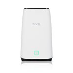 Zyxel FWA510 router inalámbrico con capacidades Multi-Gigabit Ethernet, tribanda en frecuencias de 2.4 GHz, 5 GHz, 5 GHz y tecnología 5G. SKU FWA-510-EU0102F. Colores negro y blanco.