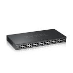 Imagen del switch gestionado Zyxel GS2220-50-EU0101F de color negro, tipo L2 con soporte Gigabit Ethernet (10/100/1000), SKU GS2220-50-EU0101F