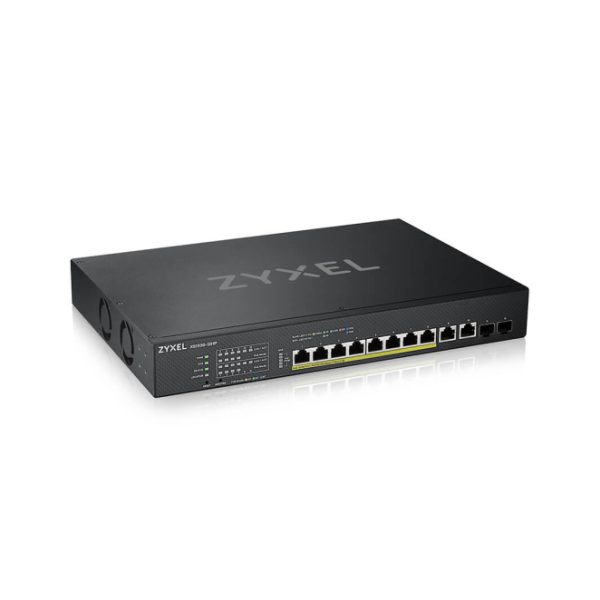 Zyxel XS1930-12HP-ZZ0101F switch gestionado L3 con 10G Ethernet y PoE, en color negro.